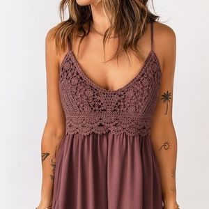 Smocked Crochet Adjustable Strap Maxi Dress